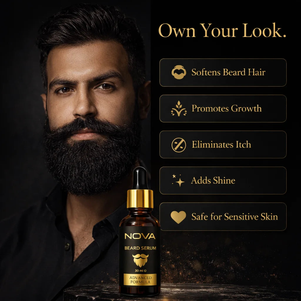 NOVA Beard Serum - Growth & Shine for Men