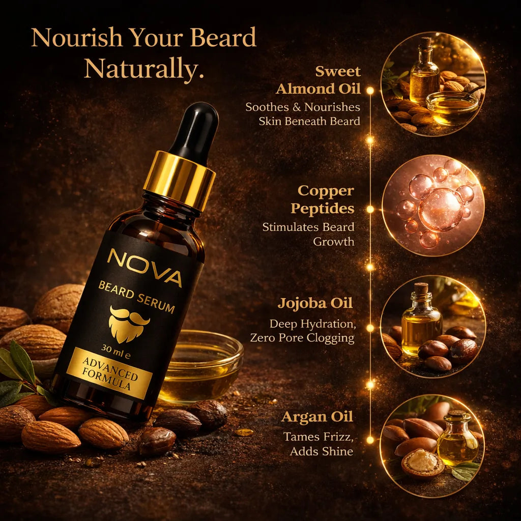 NOVA Beard Serum - Growth & Shine for Men