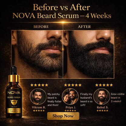 NOVA Beard Serum - Growth & Shine for Men