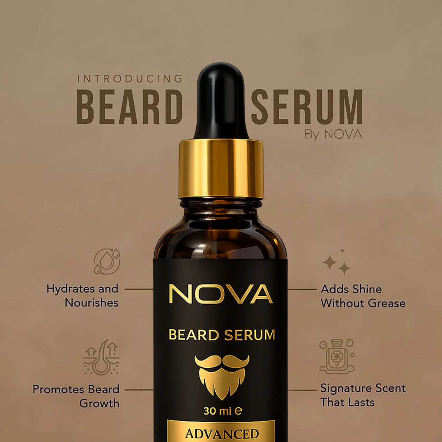 NOVA Beard Serum - Growth & Shine for Men