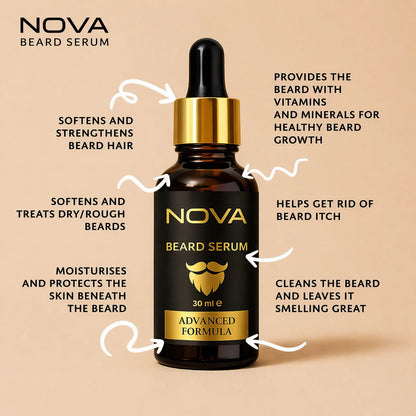 NOVA Beard Serum - Growth & Shine for Men