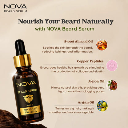 NOVA Beard Serum - Growth & Shine for Men